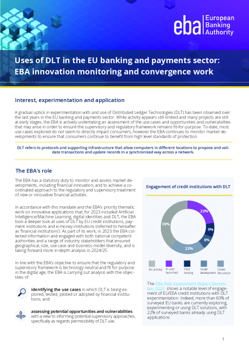 Factsheet on uses of DLT in the EU banking and payments sector
