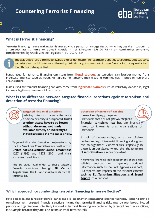 Factsheet on countering terrorist financing